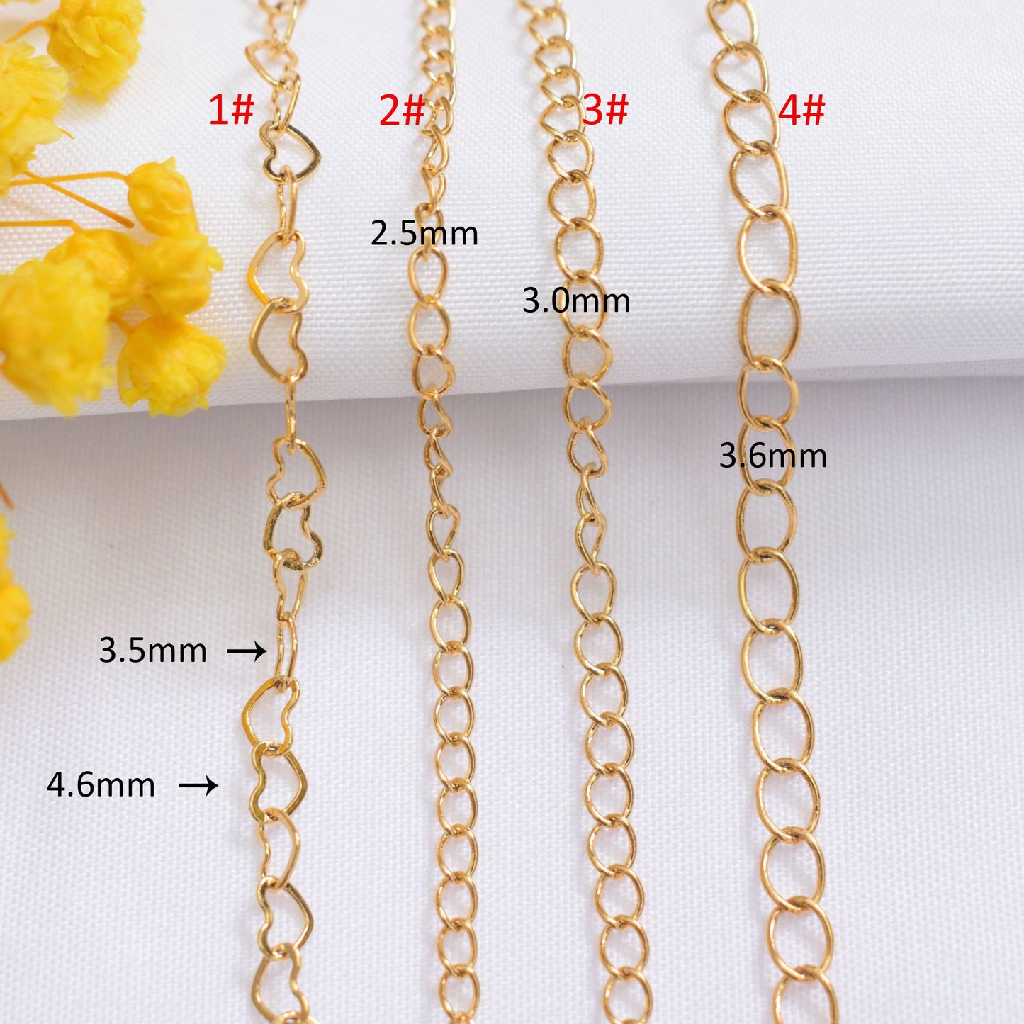 6.56 Feet/2M 24K Gold Filled Heart Circle Chain Extenders Necklace Bracelet Chains Roll For Jewelry Making Kit Chains Doki Decor   