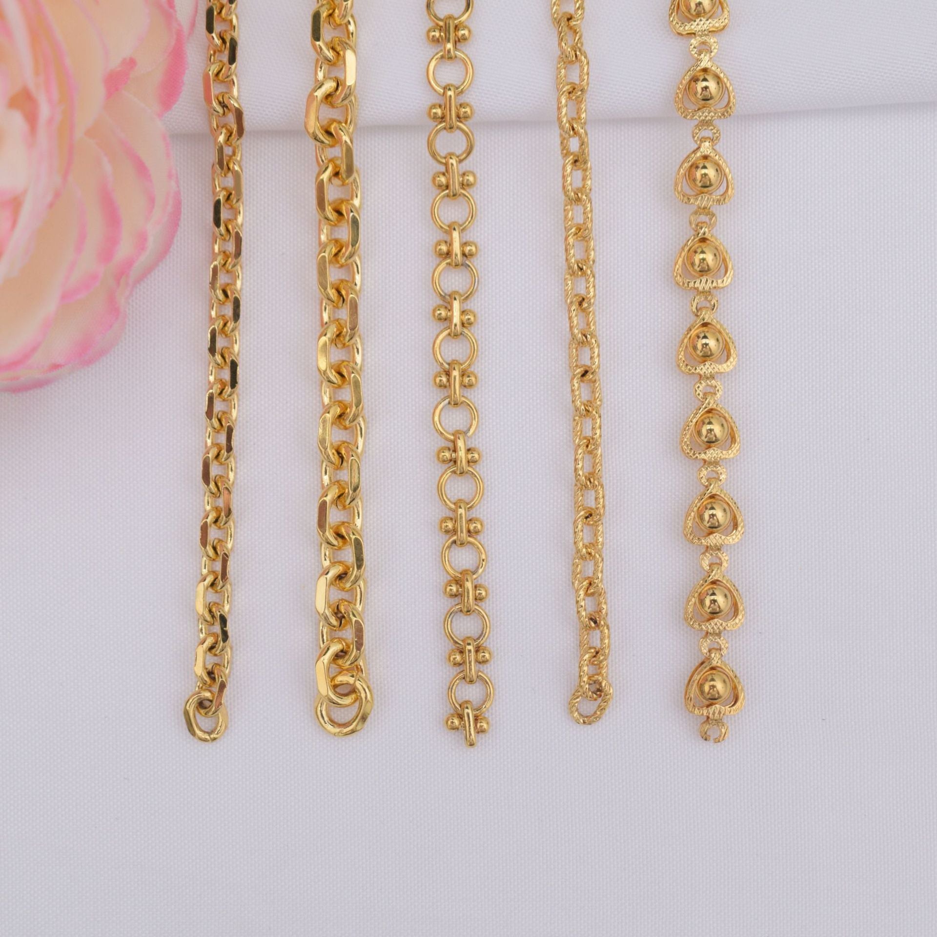 6.56 Feet/2M 24K Gold Filled Circle Heart Necklace Bracelet Chains Roll For Jewelry Making Kit Chains Doki Decor   