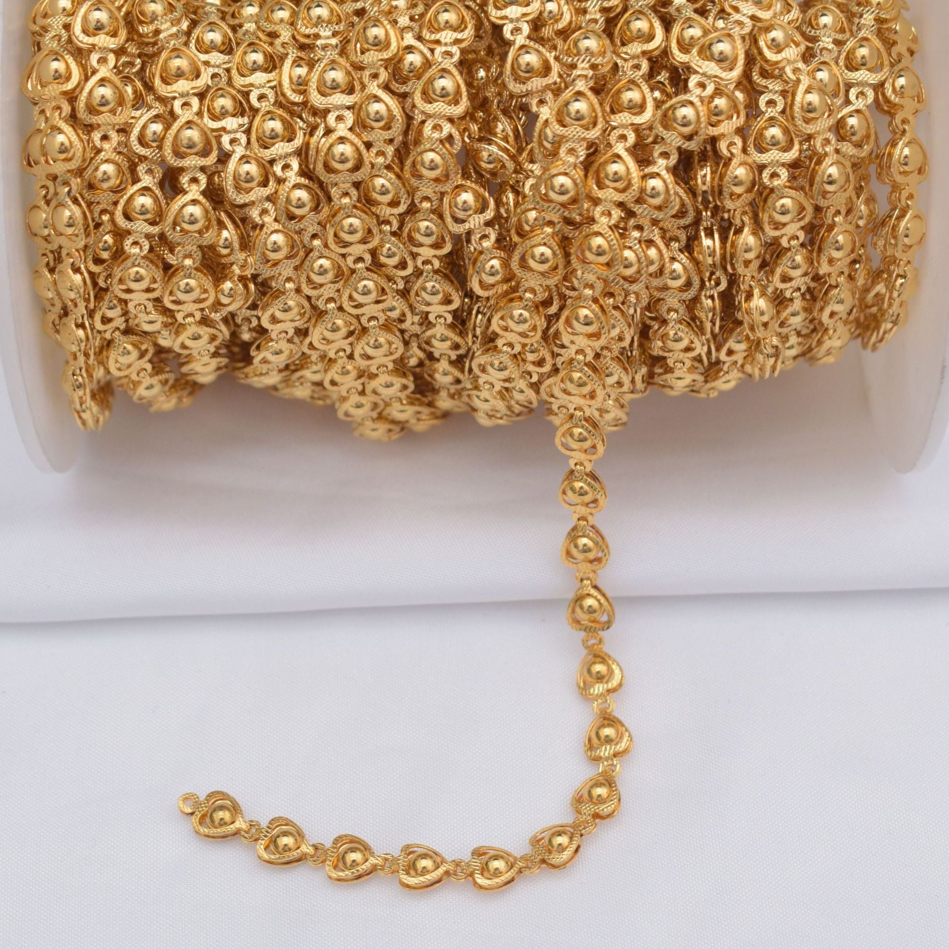 6.56 Feet/2M 24K Gold Filled Circle Heart Necklace Bracelet Chains Roll For Jewelry Making Kit Chains Doki Decor   