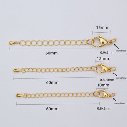 10PCS 24K Gold Filled Extend Chains Extenders With Lobster Claw Clasps For Jewelry Making Finding Kits Repair Clasps Doki Decor   