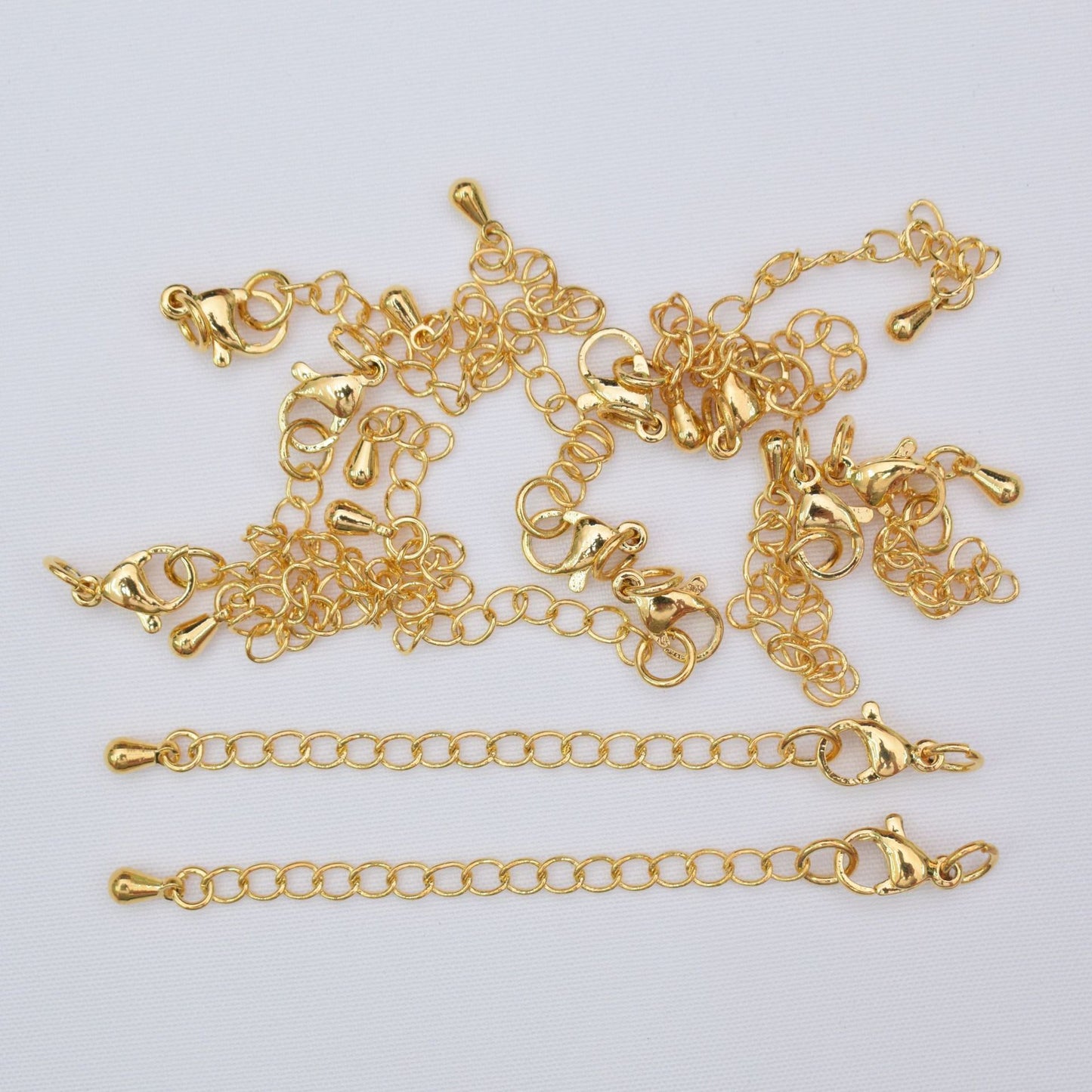 10PCS 24K Gold Filled Extend Chains Extenders With Lobster Claw Clasps For Jewelry Making Finding Kits Repair Clasps Doki Decor   