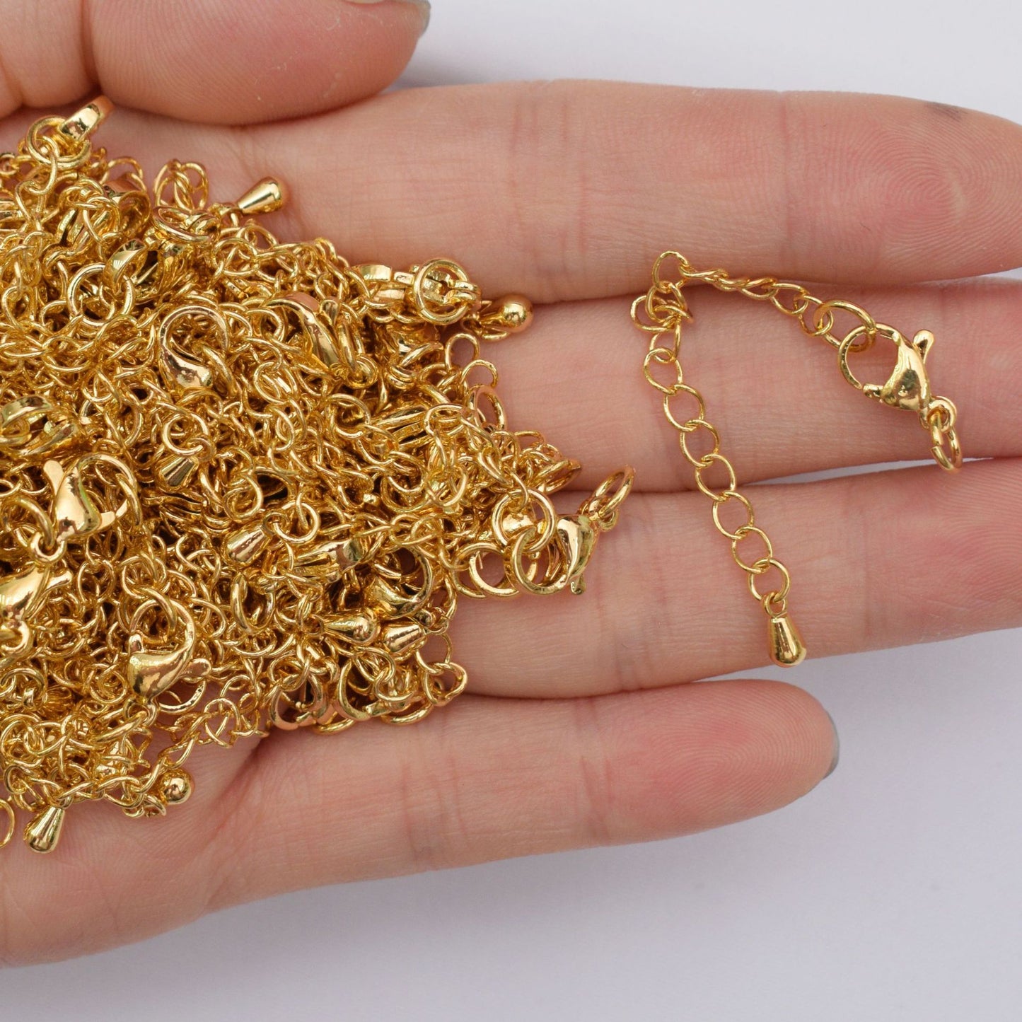 10PCS 24K Gold Filled Extend Chains Extenders With Lobster Claw Clasps For Jewelry Making Finding Kits Repair Clasps Doki Decor   