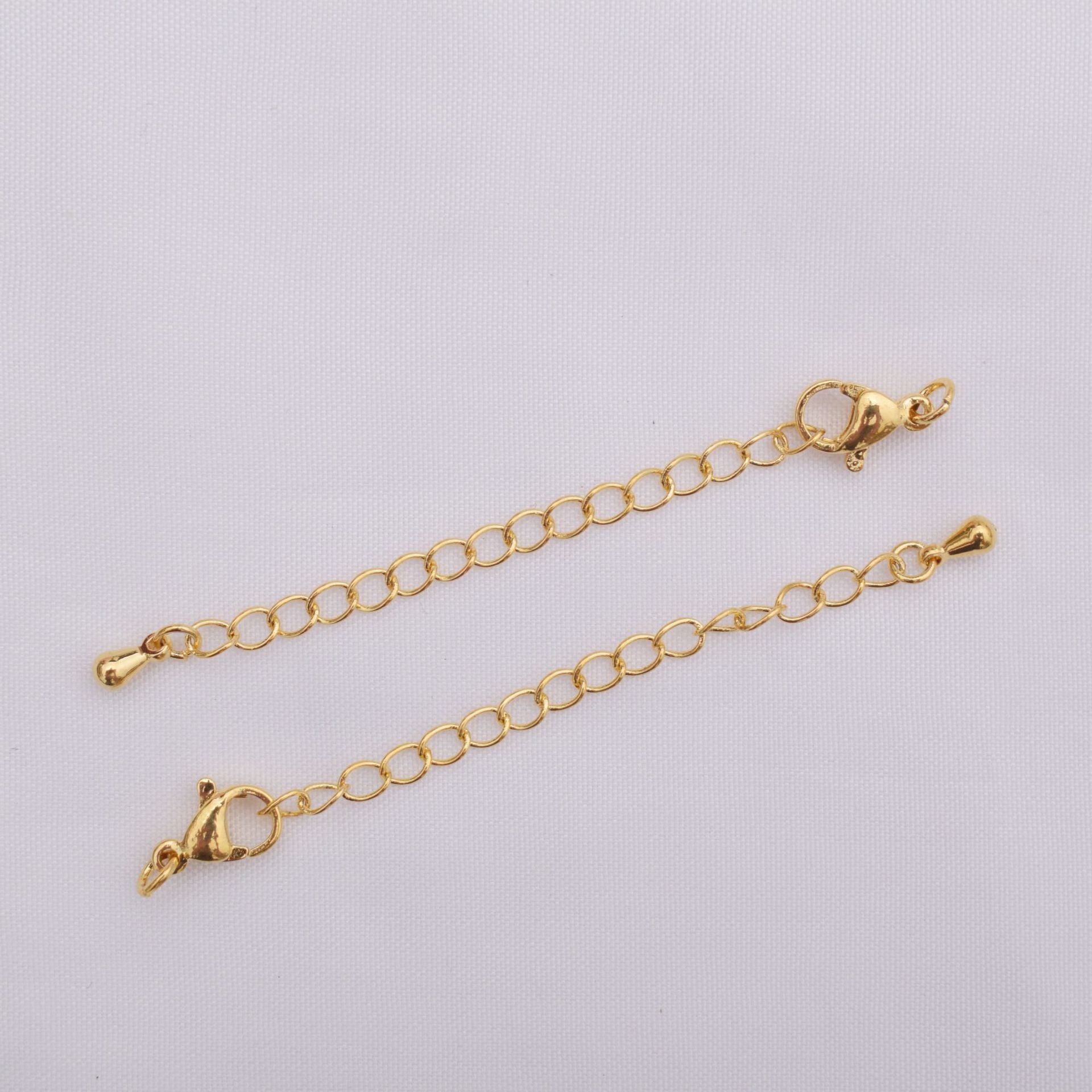 10PCS 24K Gold Filled Extend Chains Extenders With Lobster Claw Clasps Waterdrop Portrait Heart For Jewelry Making Finding Kits Repair Chains Doki Decor Waterdrop  