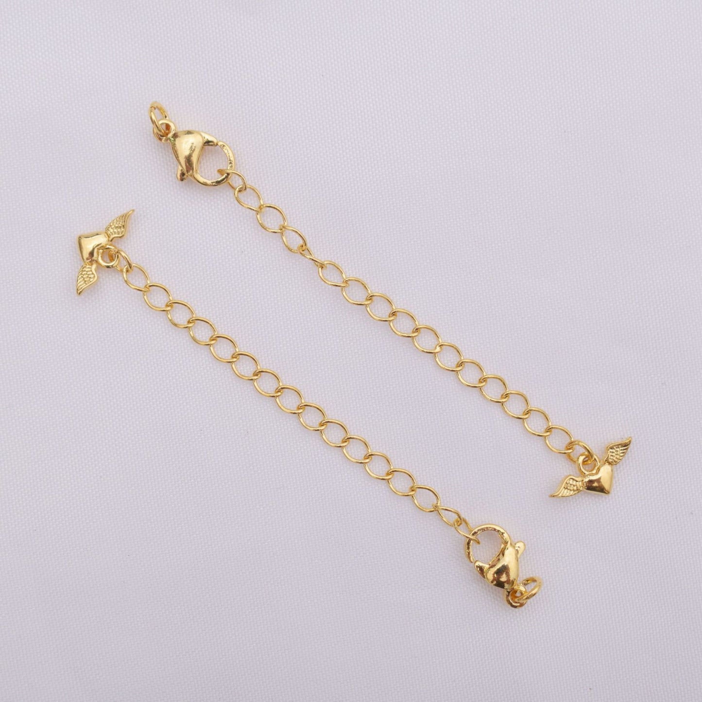 10PCS 24K Gold Filled Extend Chains Extenders With Lobster Claw Clasps Waterdrop Portrait Heart For Jewelry Making Finding Kits Repair Chains Doki Decor Heart  