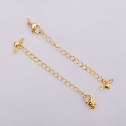 10PCS 24K Gold Filled Extend Chains Extenders With Lobster Claw Clasps Waterdrop Portrait Heart For Jewelry Making Finding Kits Repair Chains Doki Decor Heart  