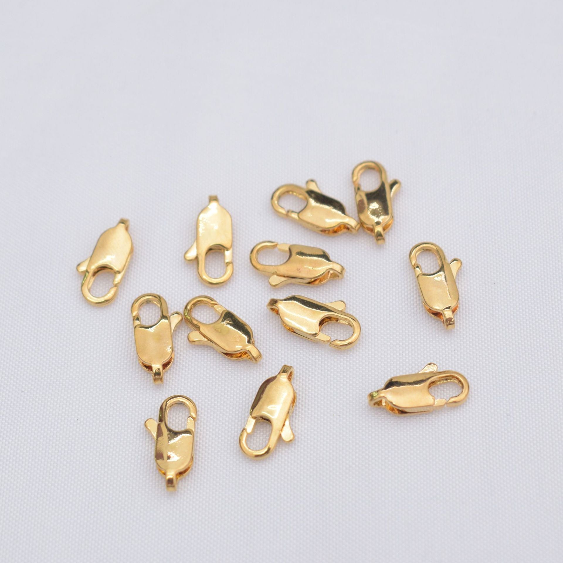 20PCS 24K Gold Filled Lobster Claw Clasps 10mm 12mm For Jewelry Making Finding Kits Repair Clasps Doki Decor   