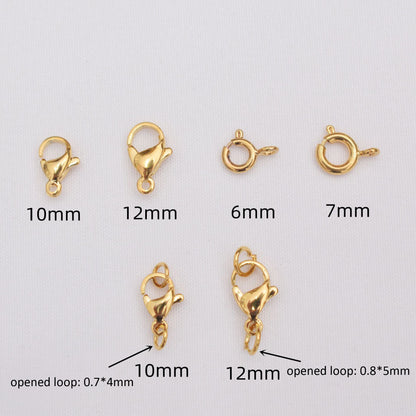 20PCS 24K Gold Filled Lobster Claw Clasps Spring Clasps With Loop For Jewelry Making Finding Kits Repair Clasps Doki Decor   