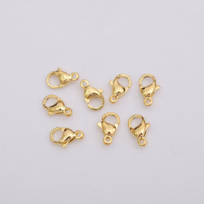 20PCS 24K Gold Filled Lobster Claw Clasps Spring Clasps With Loop For Jewelry Making Finding Kits Repair Clasps Doki Decor Lobster Claw Clasps-10mm-without ring  