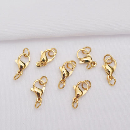 20PCS 24K Gold Filled Lobster Claw Clasps Spring Clasps With Loop For Jewelry Making Finding Kits Repair Clasps Doki Decor Lobster Claw Clasps-10mm-with ring  