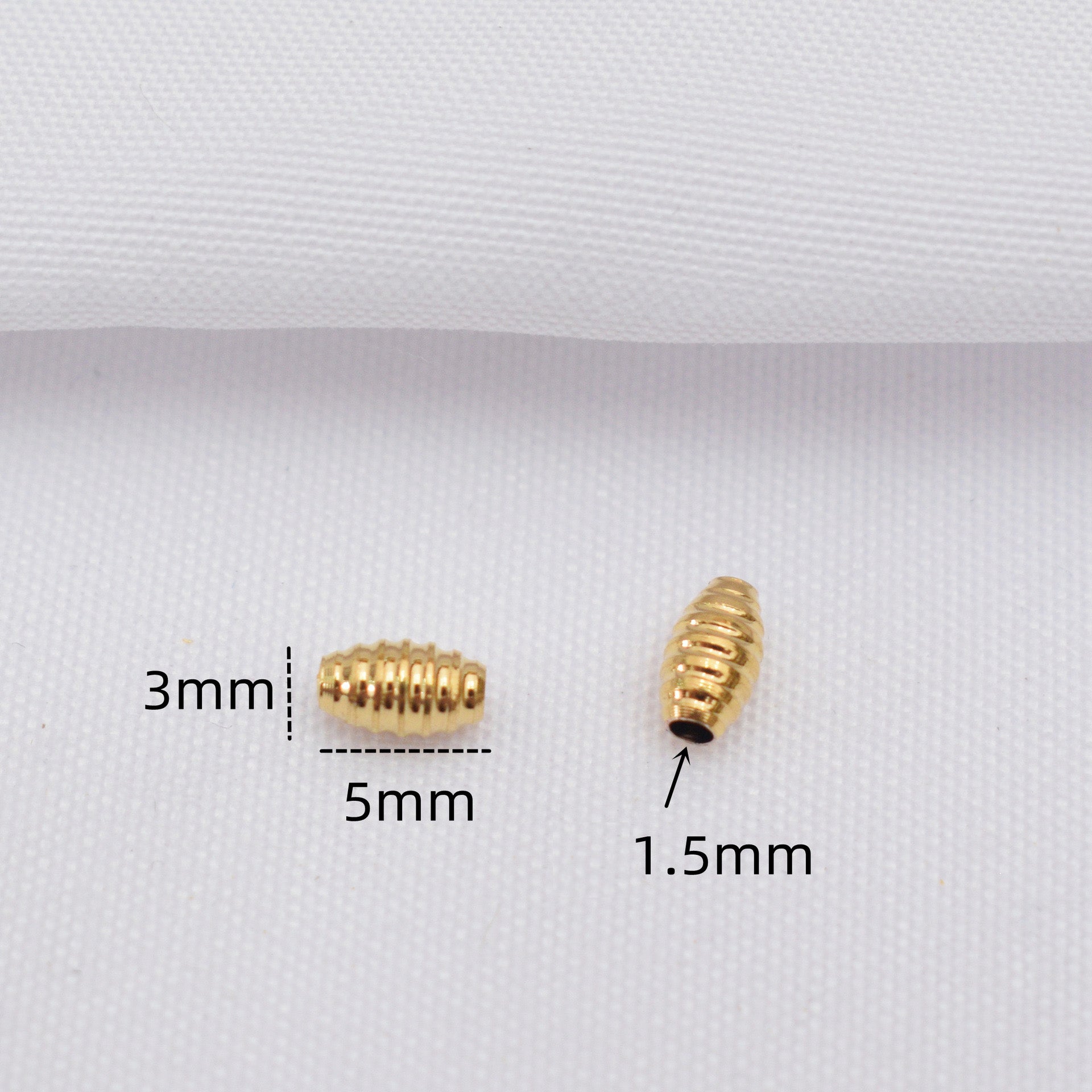 100PCS 24K Gold Filled Spacer Beads Rugby Football Oval Large Hole Charm For Jewelry Making DIY Beads Doki Decor   