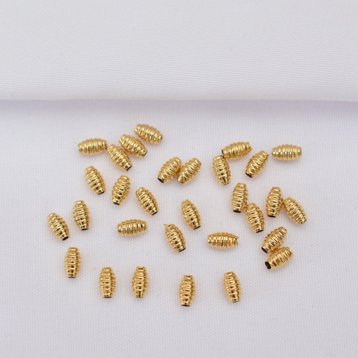 100PCS 24K Gold Filled Spacer Beads Rugby Football Oval Large Hole Charm For Jewelry Making DIY Beads Doki Decor   