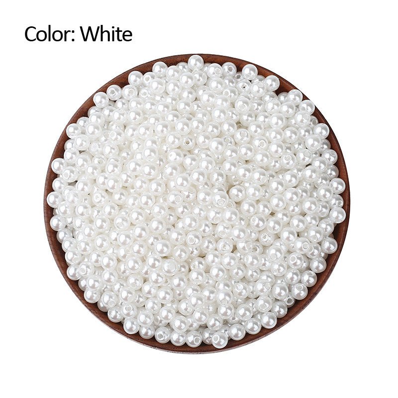 100PCS ABS Plastic Pearls 3mm 12mm With Hole For Jewelry Making Wholesale Pearls Doki Decor White With Hole 4mm