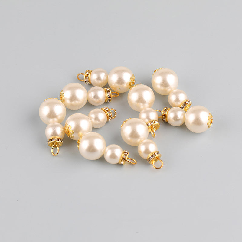 10PCS ABS Plastic Pearls Gourd With Golden Loop Rhinestone For Jewelry Making Wholesale Pearls Doki Decor   