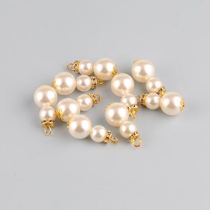 10PCS ABS Plastic Pearls Gourd With Golden Loop Rhinestone For Jewelry Making Wholesale Pearls Doki Decor   