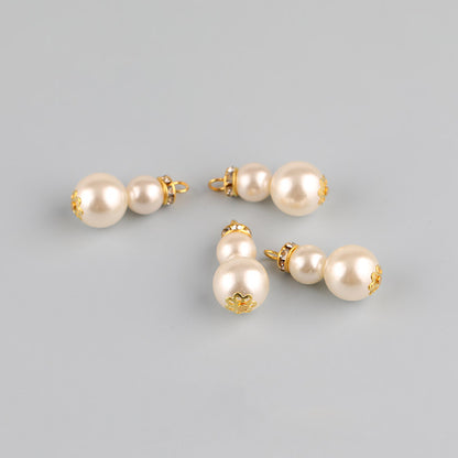 10PCS ABS Plastic Pearls Gourd With Golden Loop Rhinestone For Jewelry Making Wholesale Pearls Doki Decor   