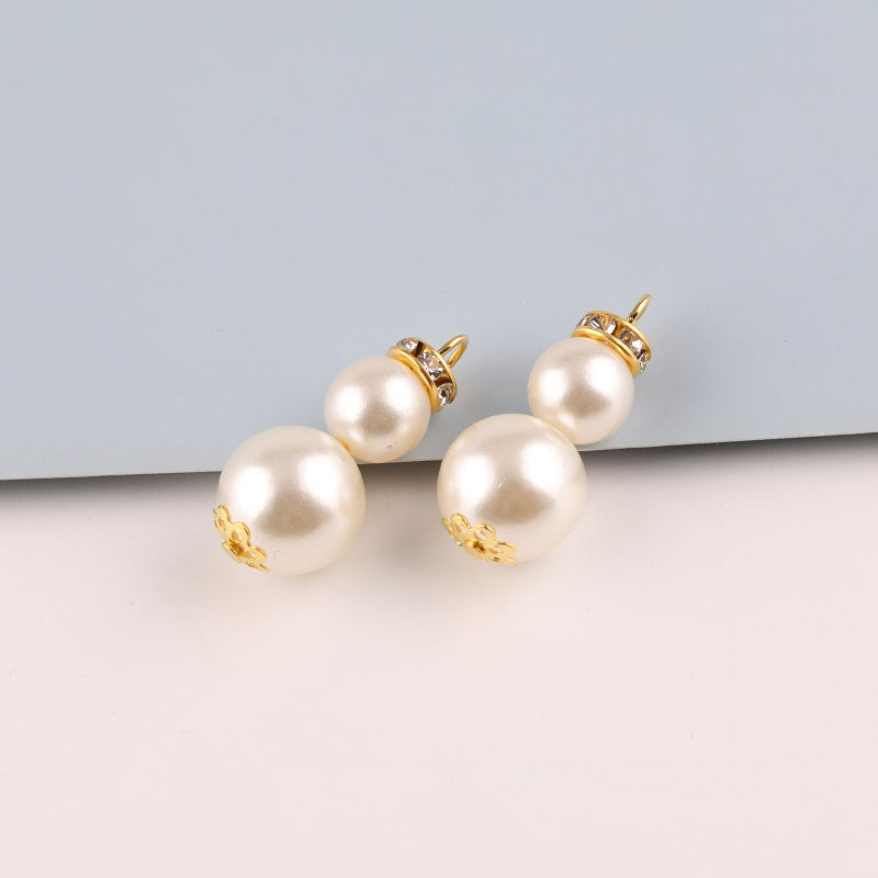 10PCS ABS Plastic Pearls Gourd With Golden Loop Rhinestone For Jewelry Making Wholesale Pearls Doki Decor   