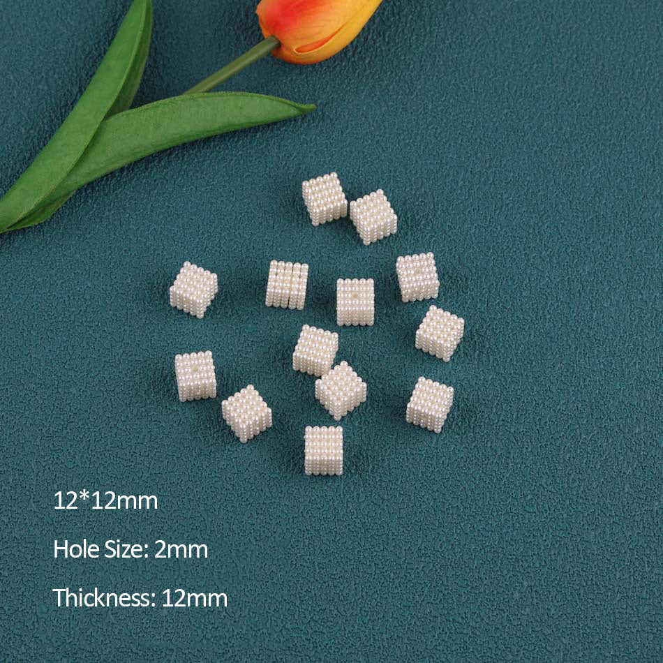 100PCS ABS Plastic Pearls Resin Heart Rose Bow Tie Cube With Loop For Jewelry Making Wholesale Pearls Doki Decor Cube  