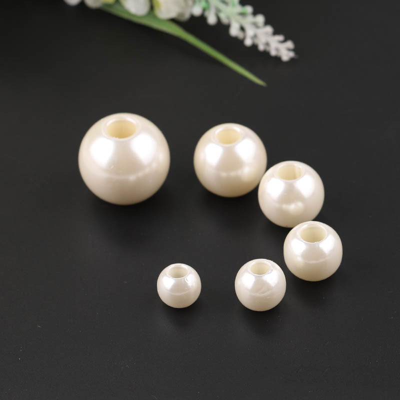 50PCS ABS Plastic Pearls Round Large Hole Spacer Beads For Jewelry Making Wholesale Pearls Doki Decor   