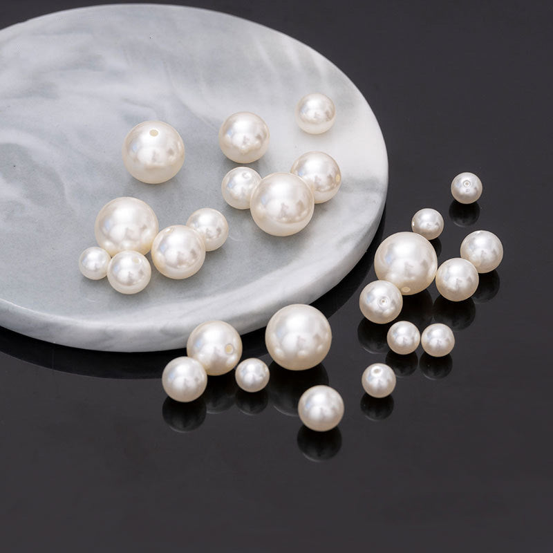 100PCS ABS Plastic Pearls Round With Half Hole For Jewelry Making Wholesale Pearls Doki Decor   