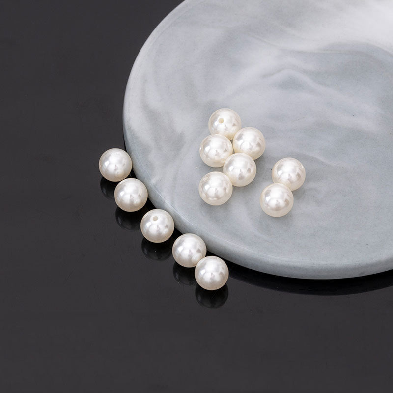 100PCS ABS Plastic Pearls Round With Half Hole For Jewelry Making Wholesale Pearls Doki Decor   