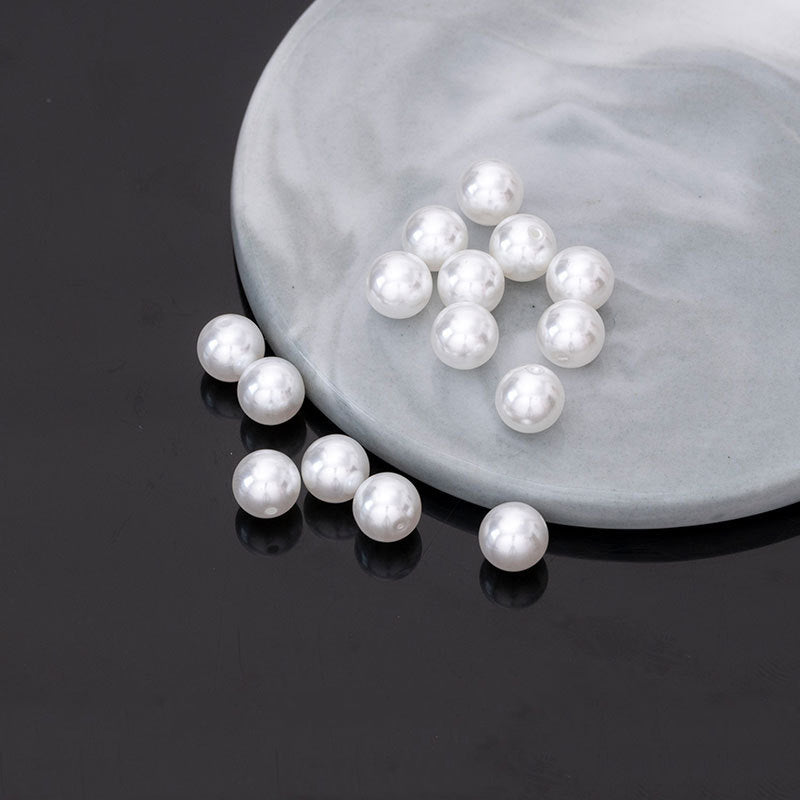 100PCS ABS Plastic Pearls Round With Half Hole For Jewelry Making Wholesale Pearls Doki Decor   