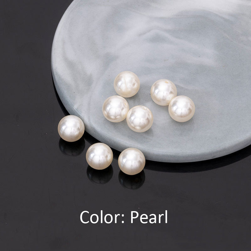 100PCS ABS Plastic Pearls Round With Half Hole For Jewelry Making Wholesale Pearls Doki Decor   