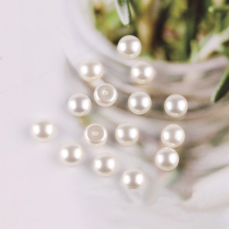 100PCS ABS Plastic Pearls Semicircle Round Flat With Half Hole For Jewelry Making Wholesale Pearls Doki Decor   