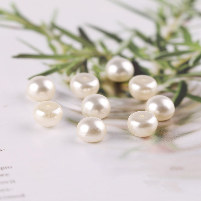 100PCS ABS Plastic Pearls Semicircle Round Flat With Half Hole For Jewelry Making Wholesale Pearls Doki Decor   