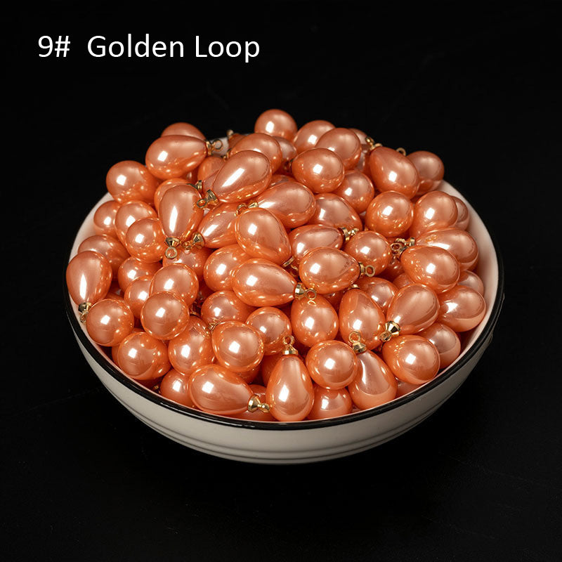 100PCS ABS Plastic Pearls Waterdrop With Silver Golden Loop For Jewelry Making Wholesale Pearls Doki Decor 9#  