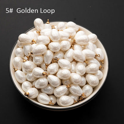 100PCS ABS Plastic Pearls Waterdrop With Silver Golden Loop For Jewelry Making Wholesale Pearls Doki Decor 5#  