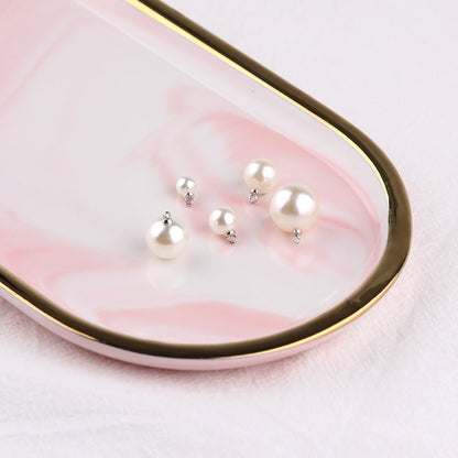 100PCS ABS Plastic Pearls Round With Loop Silver Golden For Jewelry Making Wholesale Pearls Doki Decor   