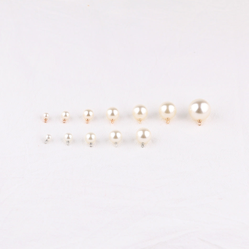 100PCS ABS Plastic Pearls Round With Loop Silver Golden For Jewelry Making Wholesale Pearls Doki Decor   