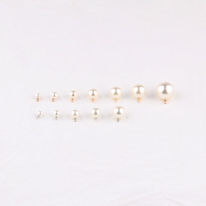 100PCS ABS Plastic Pearls Round With Loop Silver Golden For Jewelry Making Wholesale Pearls Doki Decor   