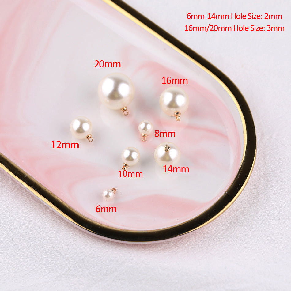 100PCS ABS Plastic Pearls Round With Loop Silver Golden For Jewelry Making Wholesale Pearls Doki Decor   