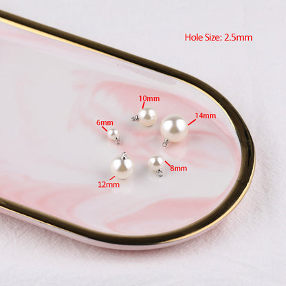 100PCS ABS Plastic Pearls Round With Loop Silver Golden For Jewelry Making Wholesale Pearls Doki Decor   