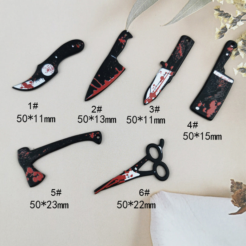 10PCS Alloy Pendants Bleeding Axe Scissors Knife Resin Halloween Jewelry Making Findings Supplies DIY Pendants Doki Decor 1  