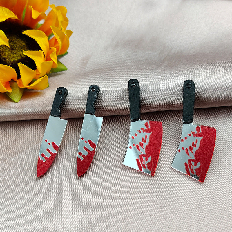 10PCS Alloy Pendants Bleeding Knife Resin Arcrylic Halloween Jewelry Making Findings Supplies DIY Pendants Doki Decor   