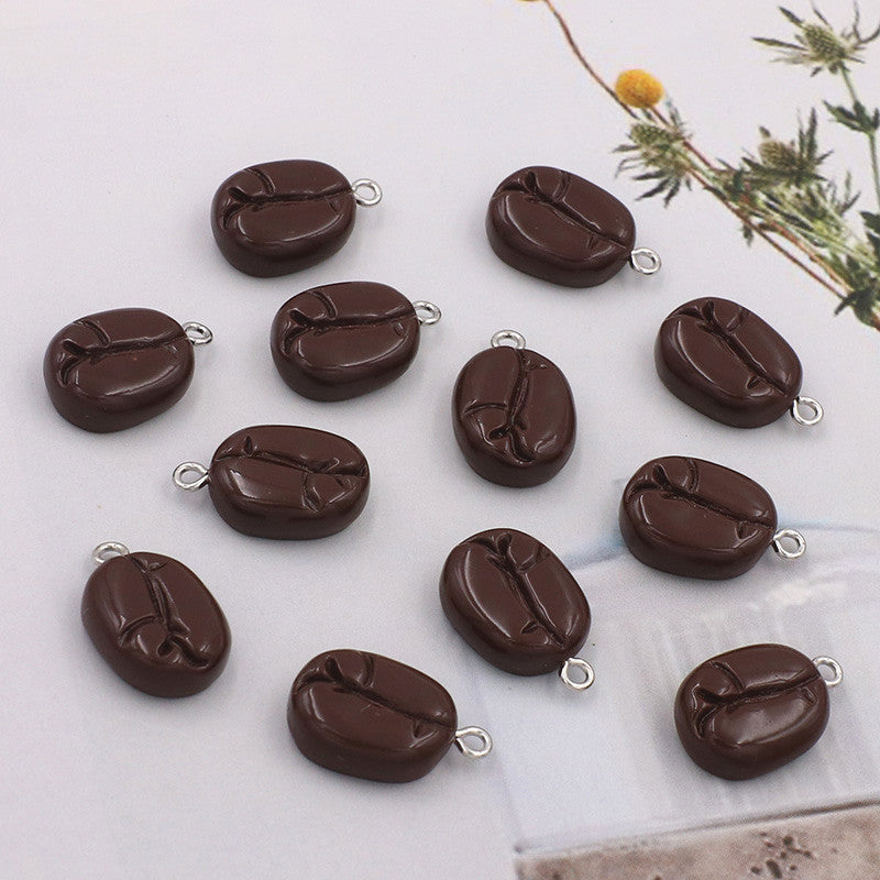 10PCS Alloy Pendants Coffee Bean With Loop Resin Jewelry Making Findings Supplies Pendants Doki Decor   