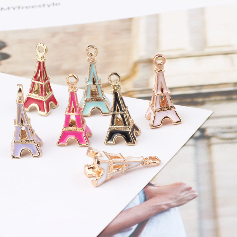 10PCS Alloy Pendants Eiffel Tower Resin Jewelry Making Findings Supplies Pendants Doki Decor   