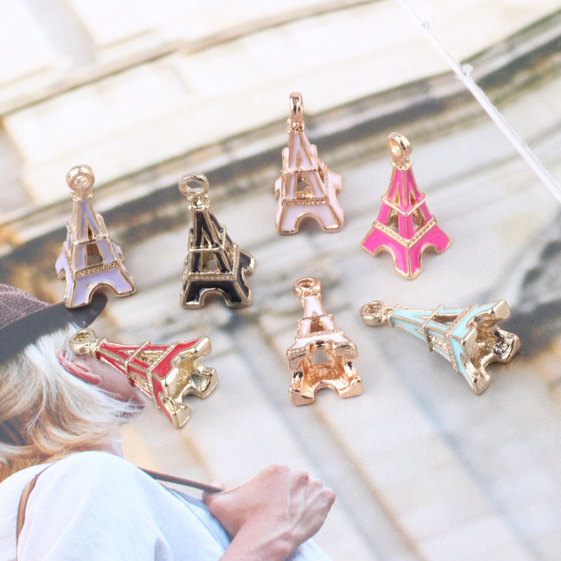 10PCS Alloy Pendants Eiffel Tower Resin Jewelry Making Findings Supplies Pendants Doki Decor   