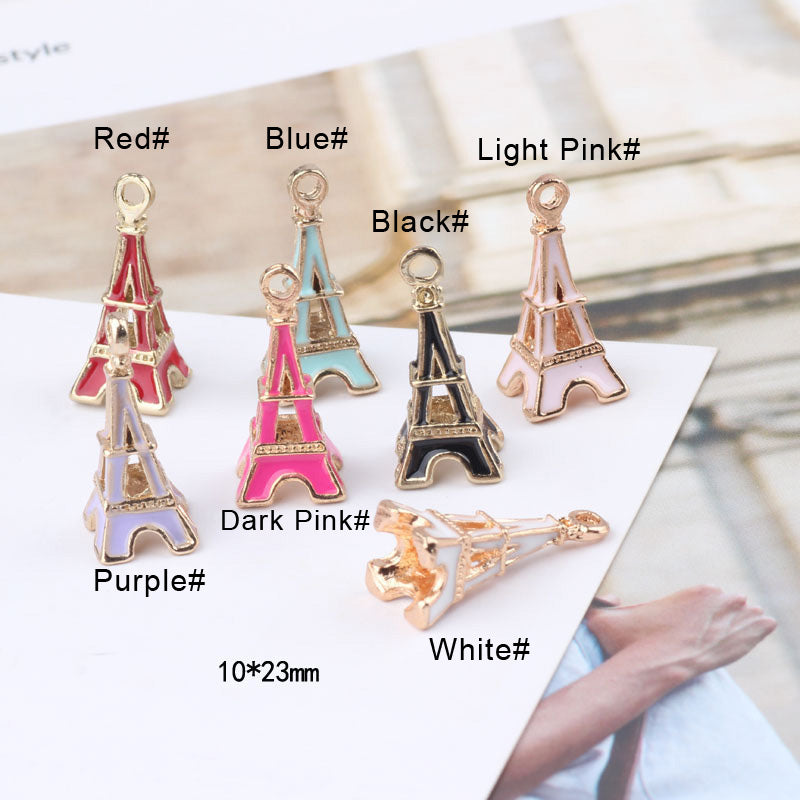 10PCS Alloy Pendants Eiffel Tower Resin Jewelry Making Findings Supplies Pendants Doki Decor Red  