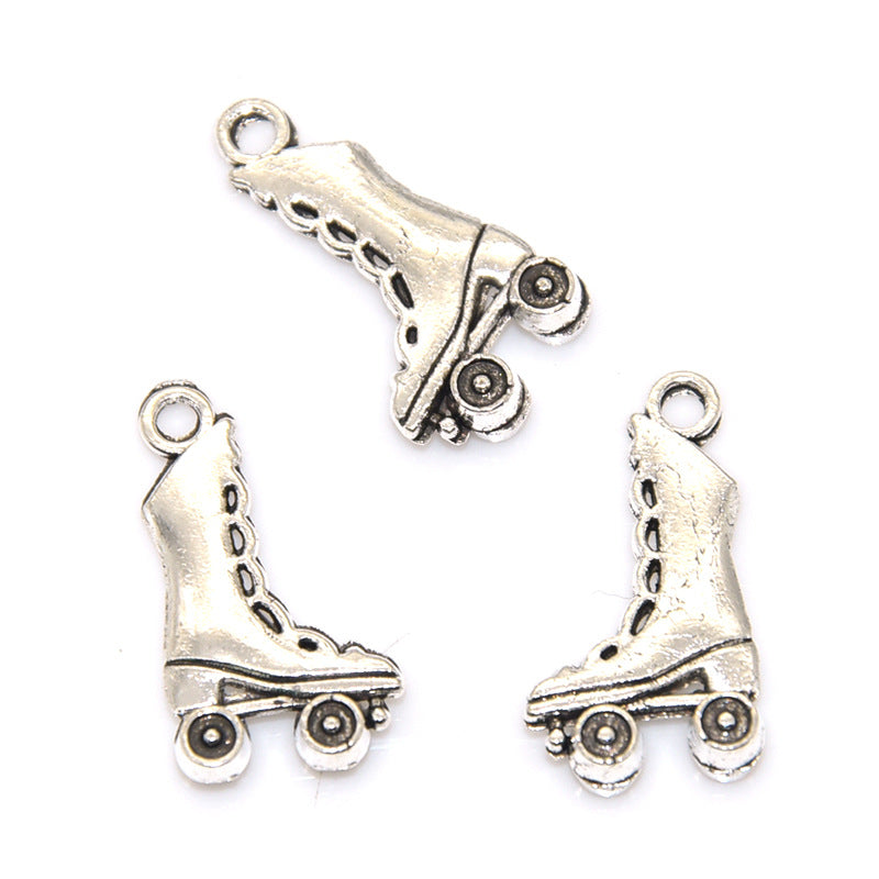 100PCS Alloy Pendants High Boots Skate Shoes For Jewelry Making Findings Supplies DIY Pendants Doki Decor Silver  