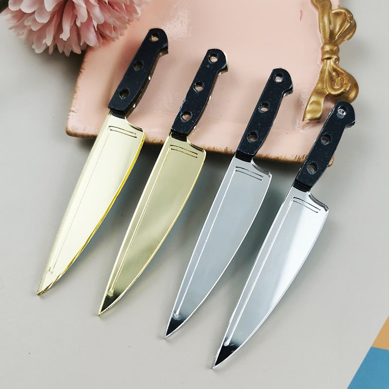 10PCS Alloy Pendants Knife Arcrylic Resin Halloween Jewelry Making Findings Supplies DIY Pendants Doki Decor Gold  