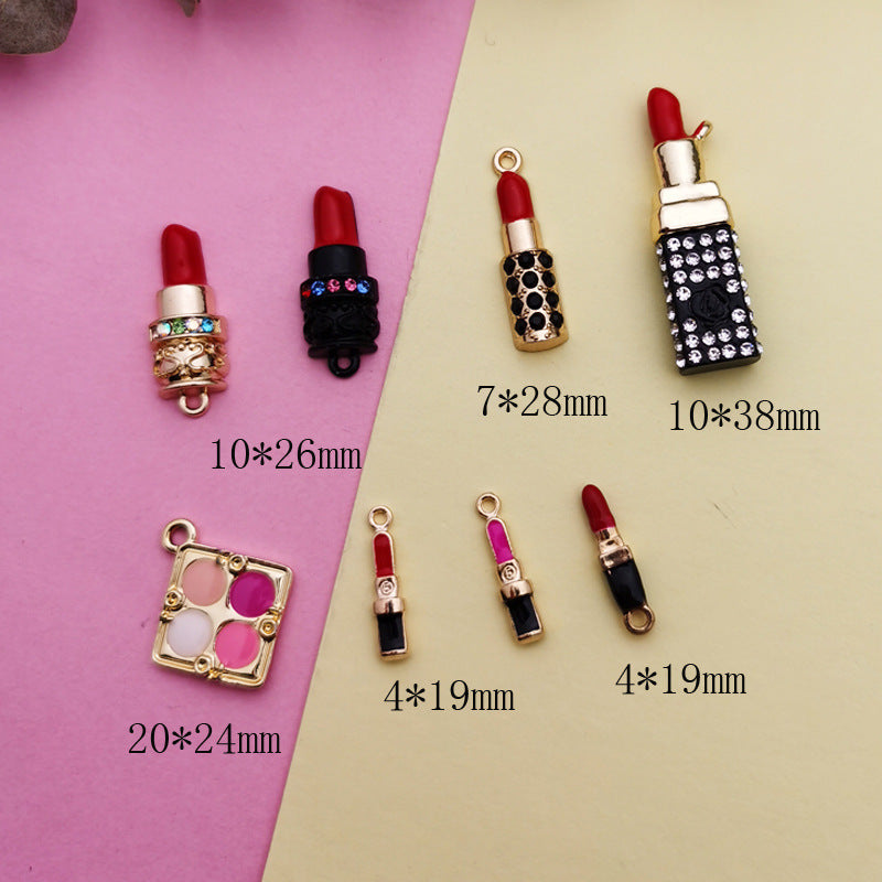 10PCS Alloy Pendants Lipstick Eyeshadow Palette Resin Rhinestone Jewelry Making Findings Supplies Pendants Doki Decor   