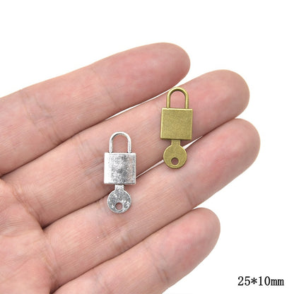 100PCS Alloy Pendants Lock And Key Jewelry Making Findings Supplies DIY Pendants Doki Decor   