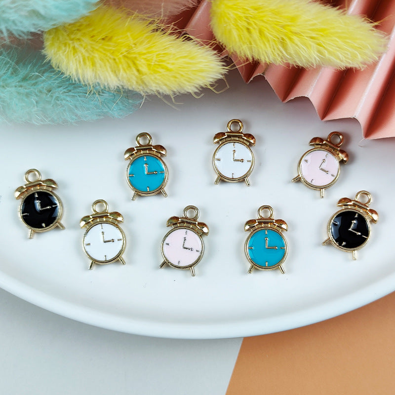 10PCS Alloy Pendants Mini Clock Resin Jewelry Making Findings Supplies DIY Pendants Doki Decor   