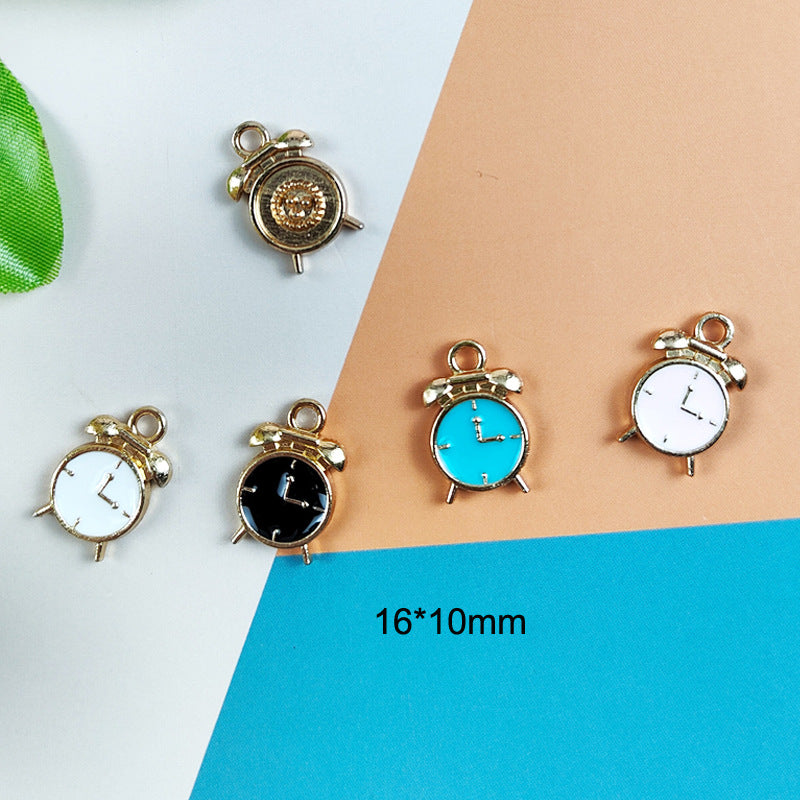 10PCS Alloy Pendants Mini Clock Resin Jewelry Making Findings Supplies DIY Pendants Doki Decor Black  