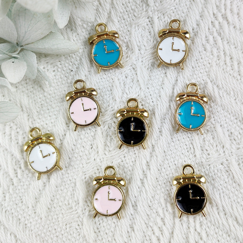 10PCS Alloy Pendants Mini Clock Resin Jewelry Making Findings Supplies DIY Pendants Doki Decor   