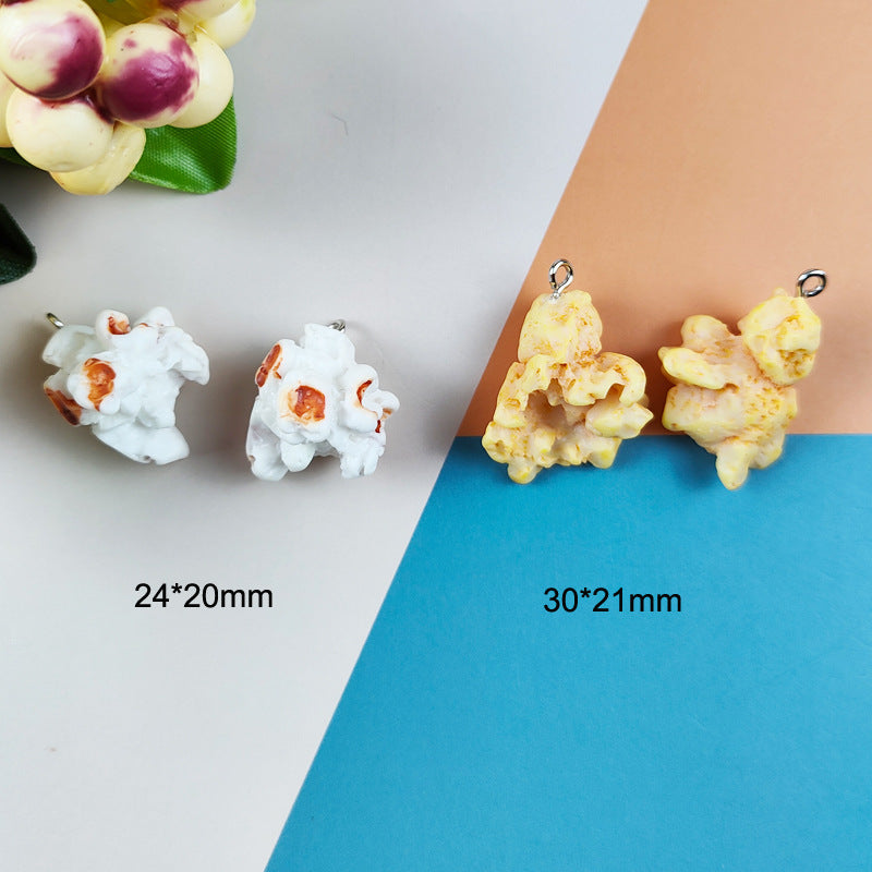 10PCS Alloy Pendants Popcorn Food Resin Jewelry Making Findings Supplies DIY Pendants Doki Decor Yellow  