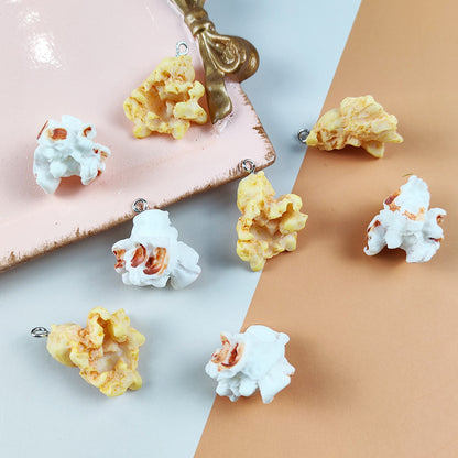 10PCS Alloy Pendants Popcorn Food Resin Jewelry Making Findings Supplies DIY Pendants Doki Decor   